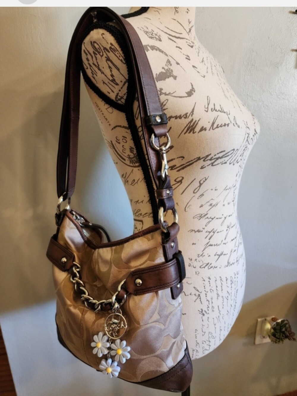 Coach Signature Optic Chain Bag In Metalic Bronze - Picture 12 of 12
